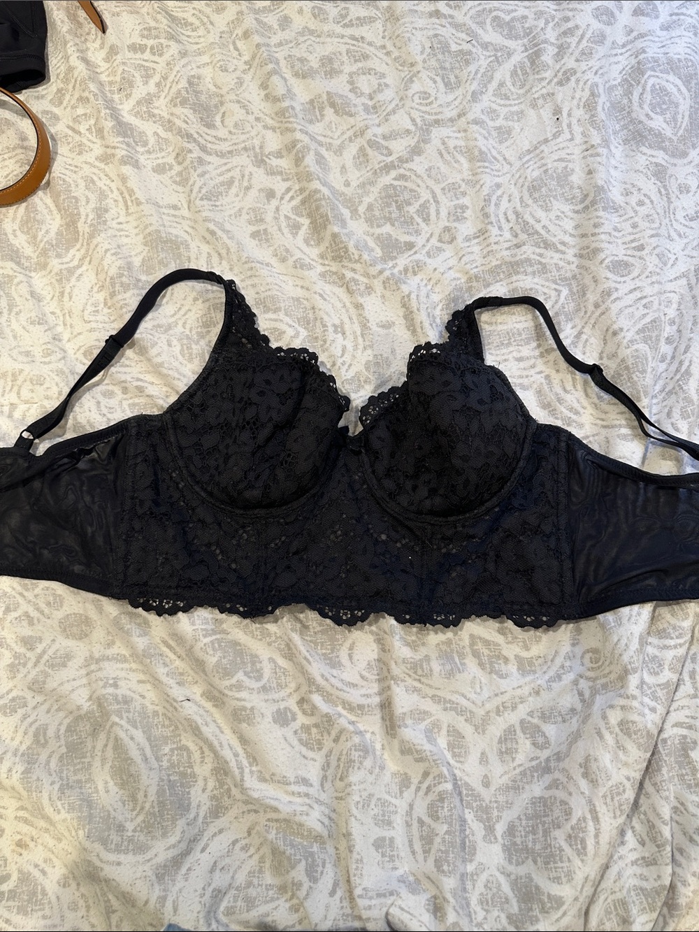 Victoria's Secret Black Lace Longline Underwire Bra